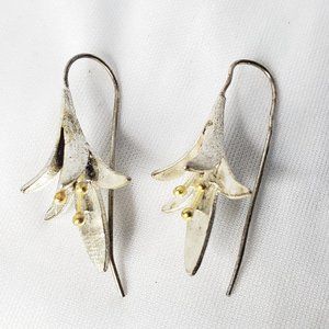 Sterling Silver Hanging Flower Earrings